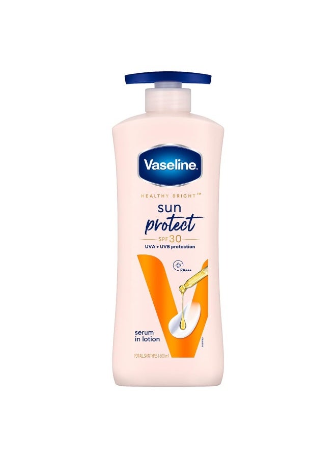 Vaseline Sun Protect SPF 30 Body Lotion, Reduces Tan Lines in 7 Days, UVA + UVB PA+++ Sun Protection, 600ml - Image 1